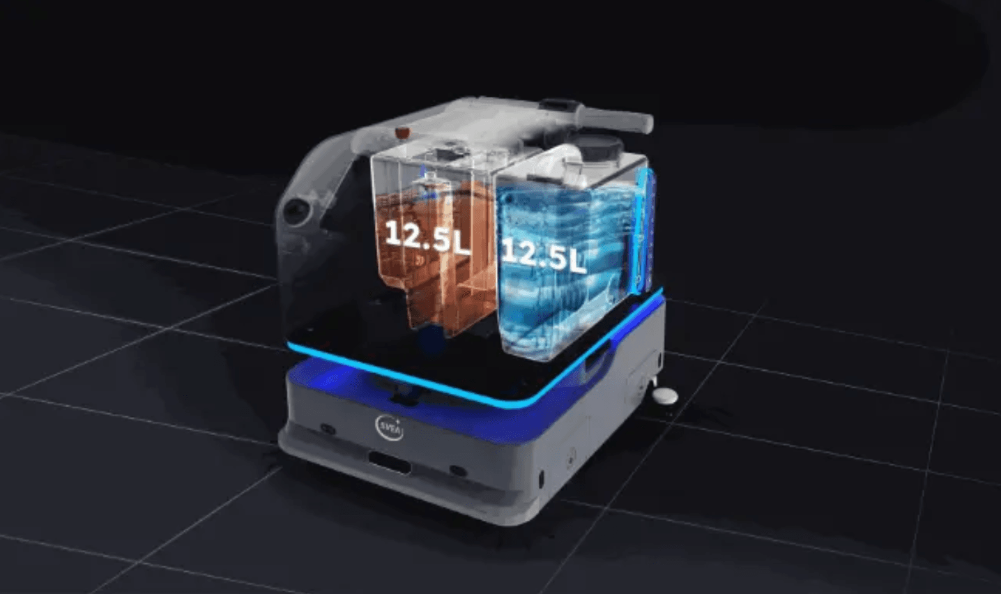 Diagram of the S100 Pro's dual 12.5 litre water tanks
